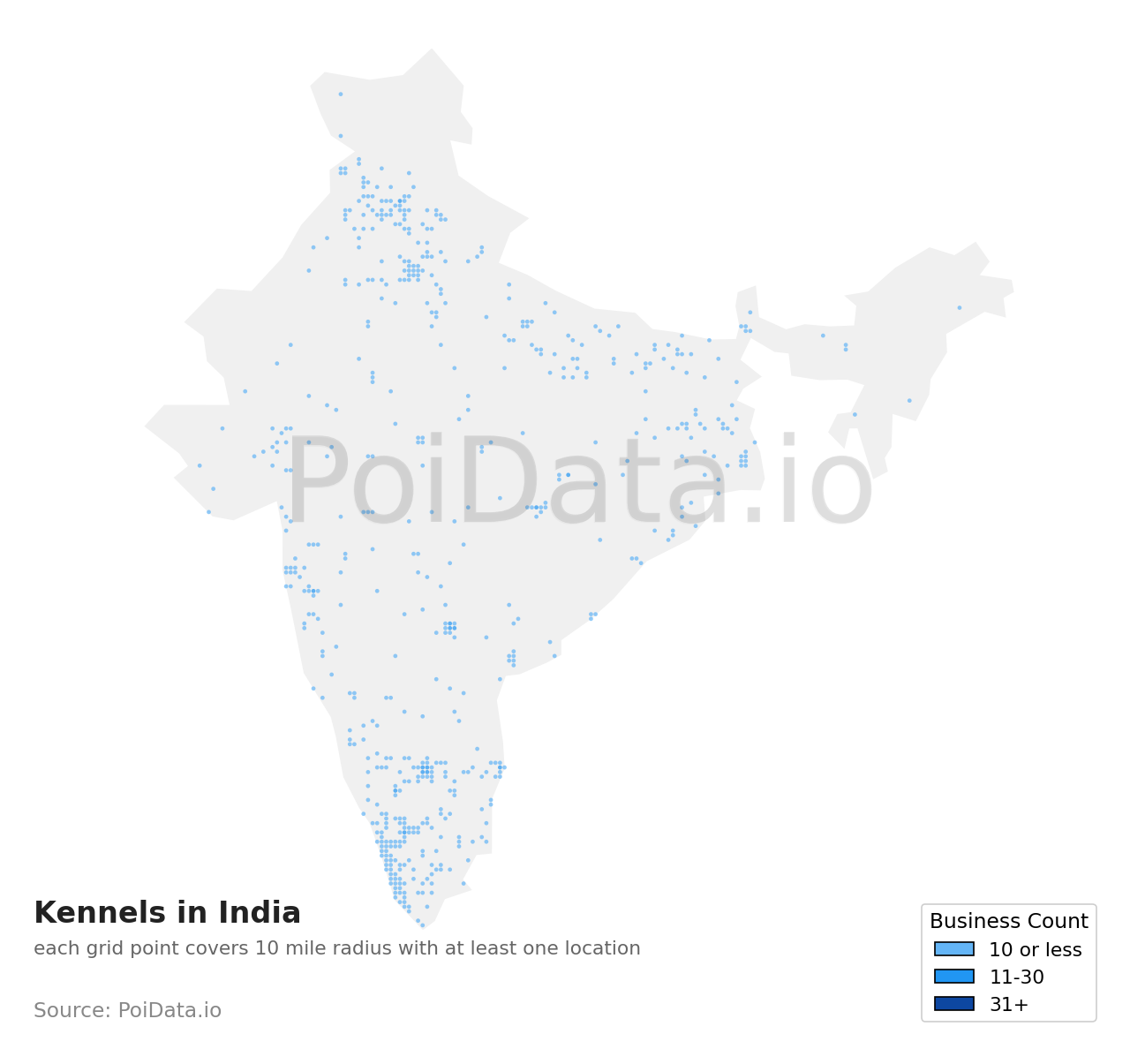 Kennel density map for India