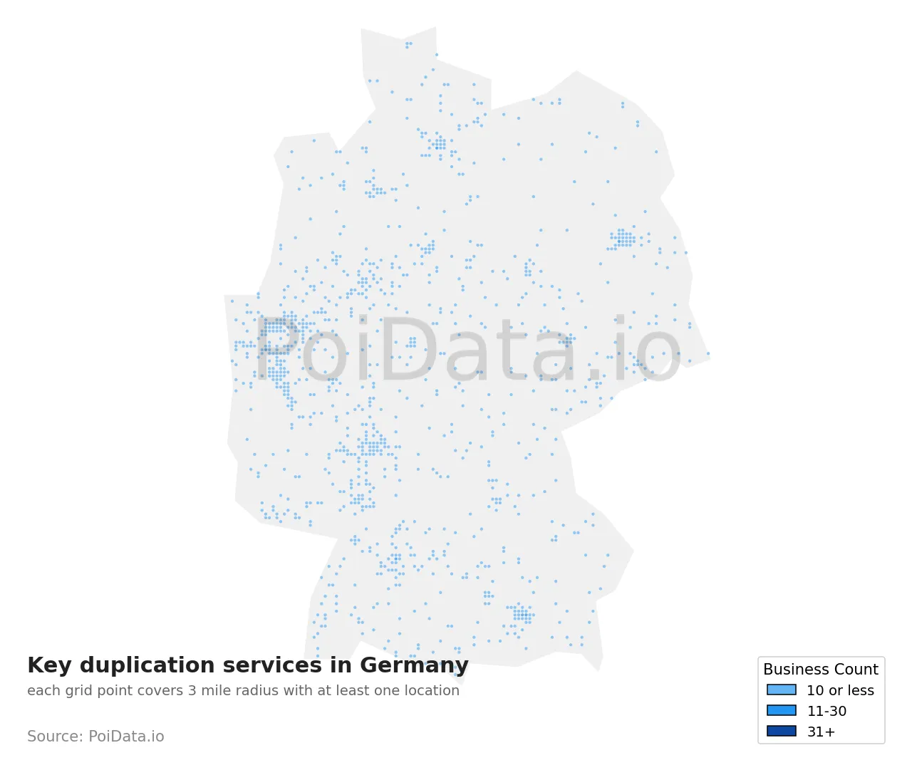 Key duplication service density map for Germany