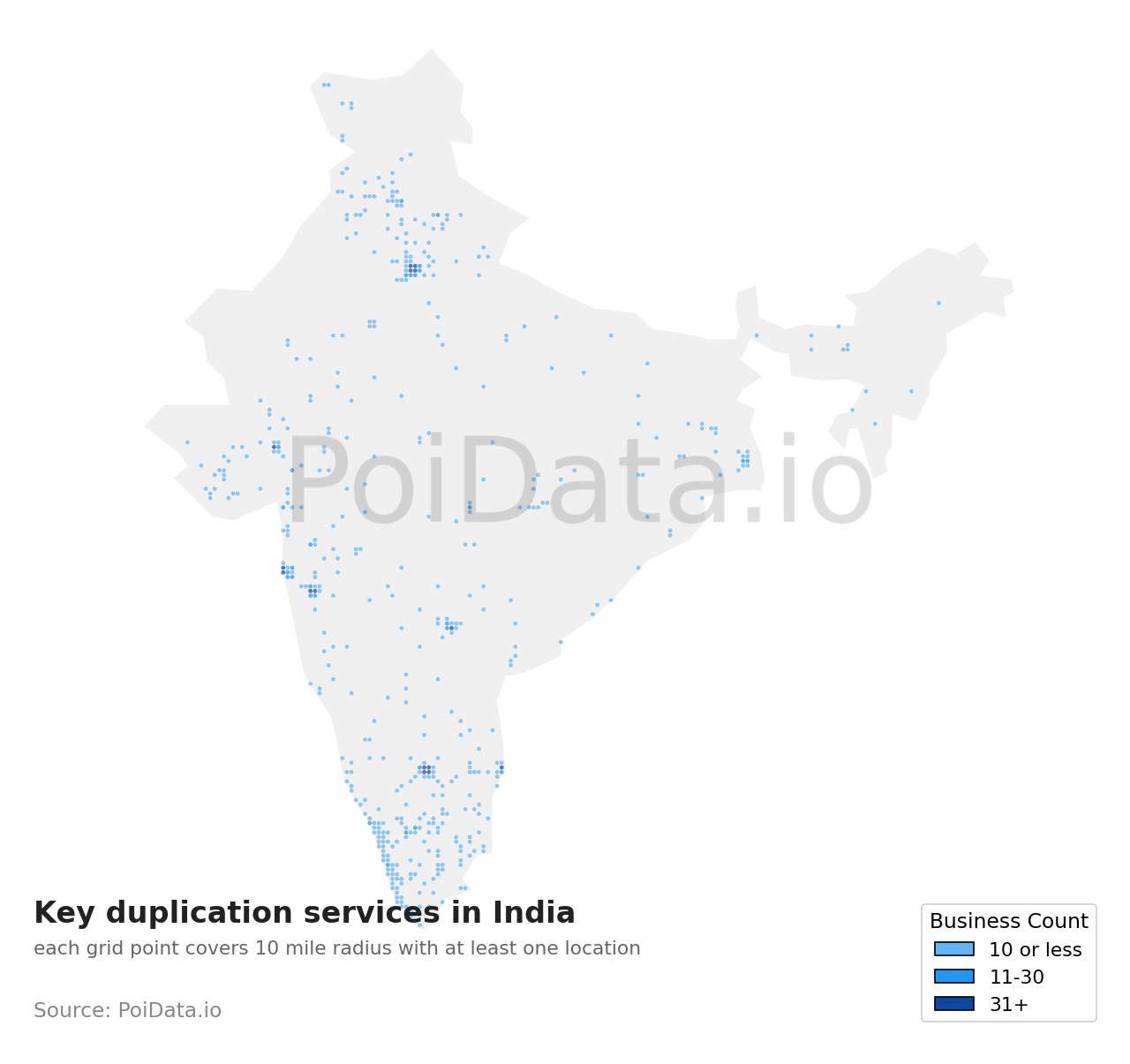 Key duplication service density map for India