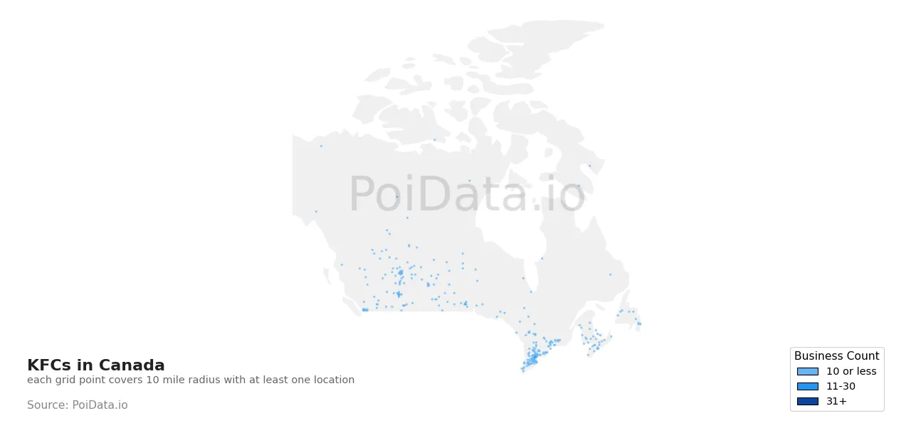 KFC density map for Canada