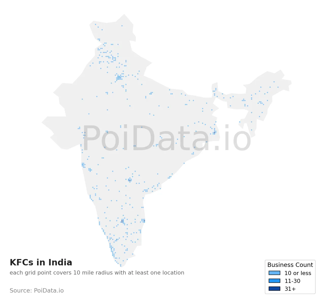 KFC density map for India