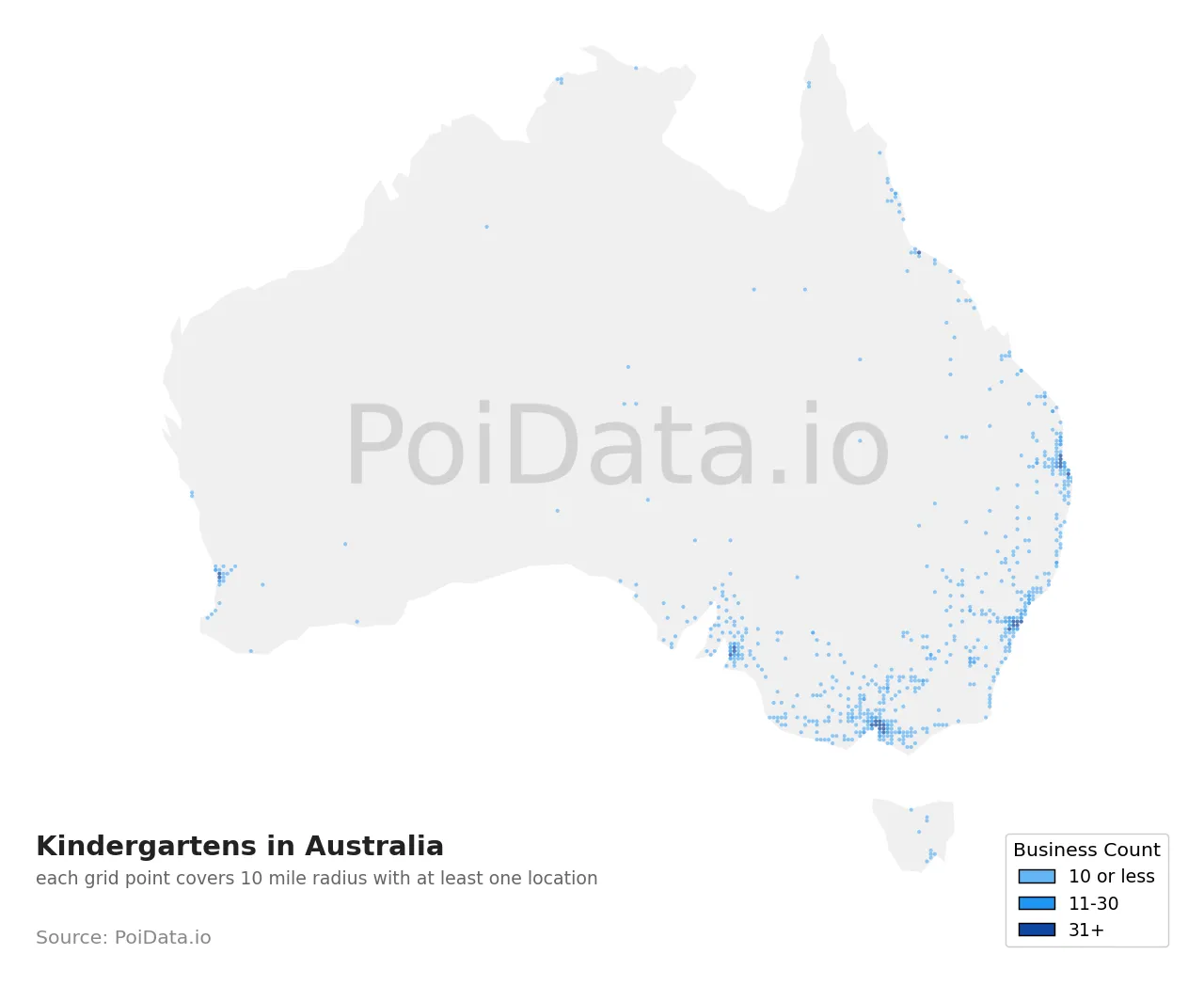 Kindergarten density map for Australia