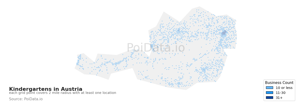 Kindergarten density map for Austria