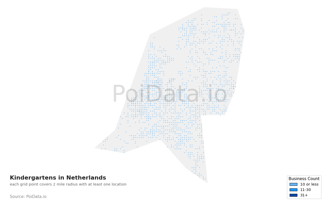 Kindergarten density map for Netherlands