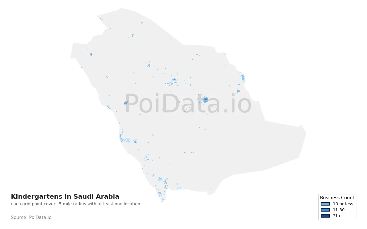 Kindergarten density map for Saudi Arabia