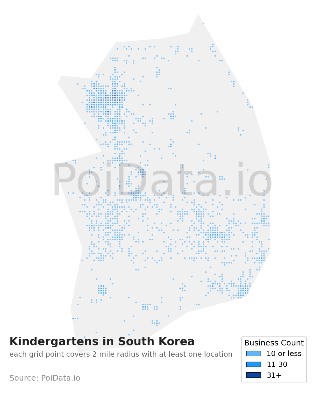 Kindergarten density map for South Korea