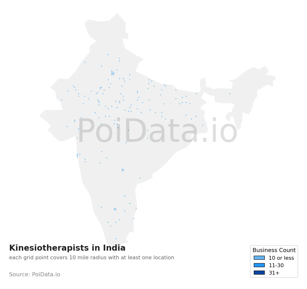 Kinesiotherapist density map for India