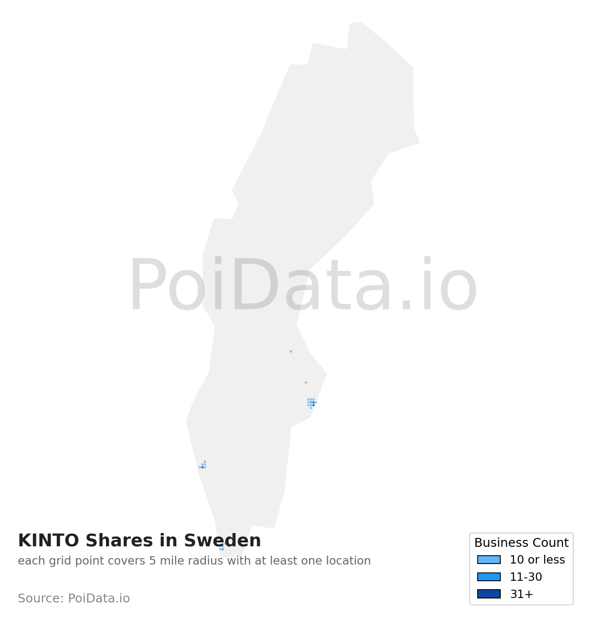 KINTO Share density map for Sweden