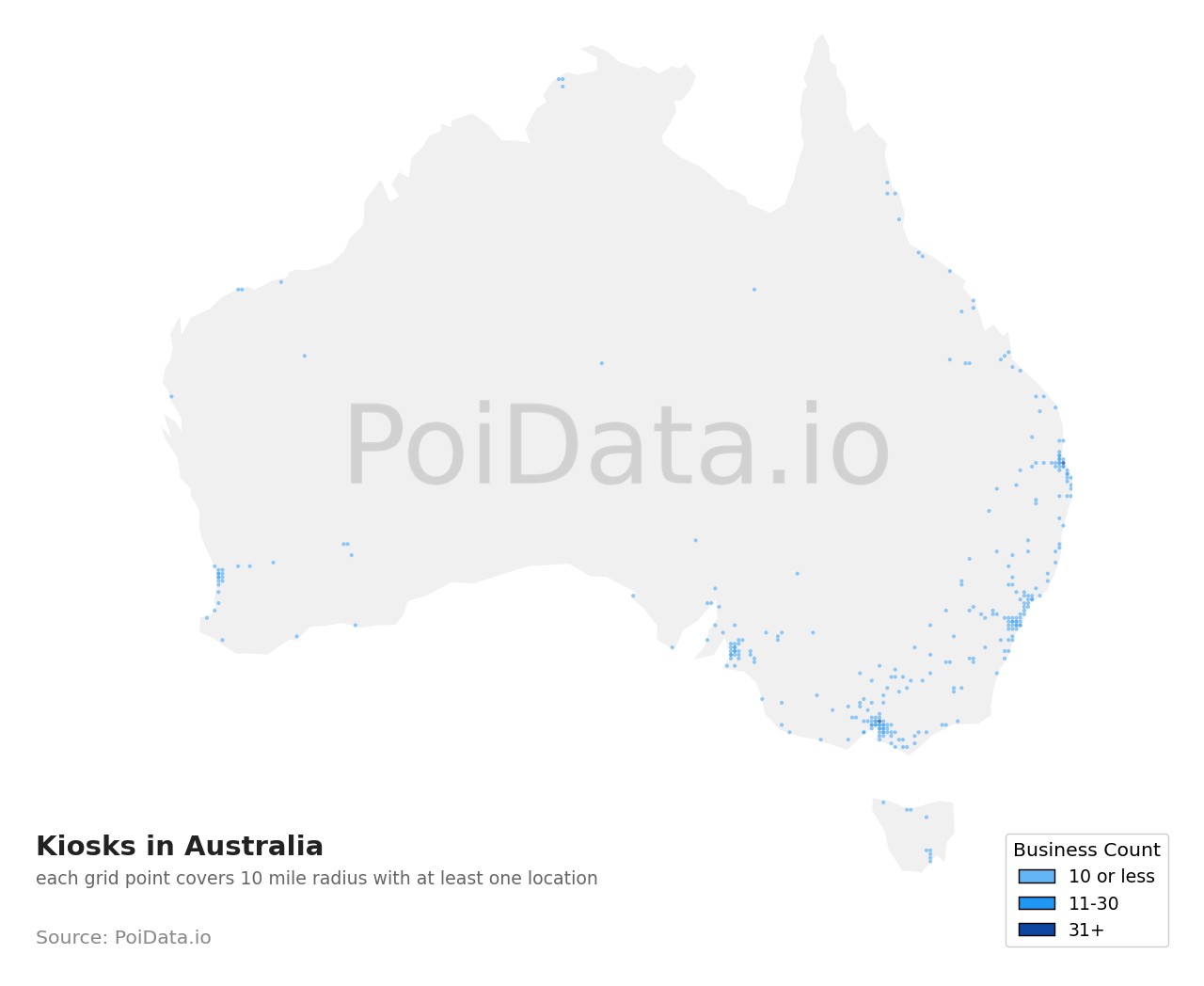 Kiosk density map for Australia