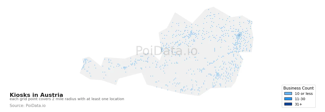 Kiosk density map for Austria
