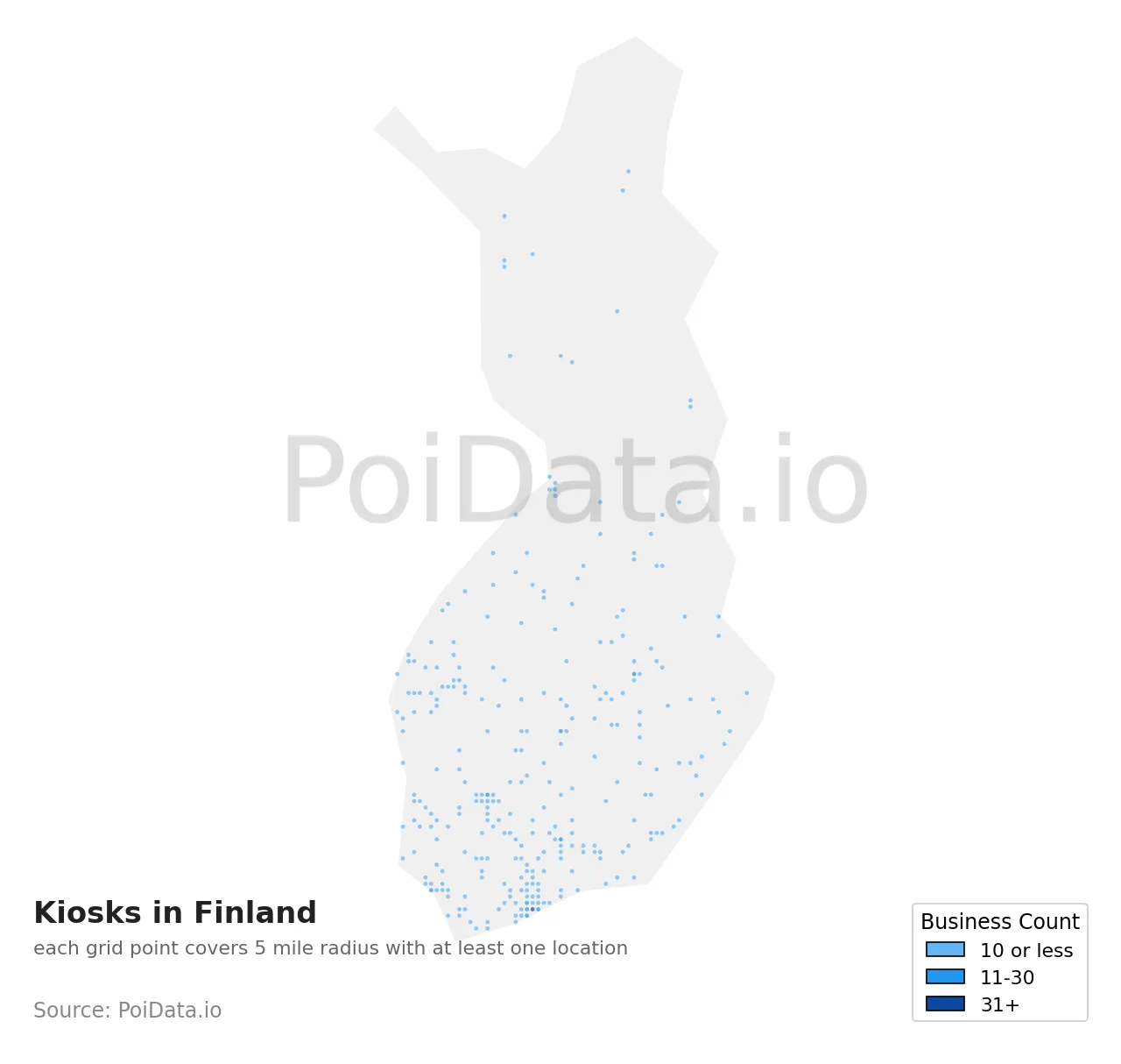 Kiosk density map for Finland