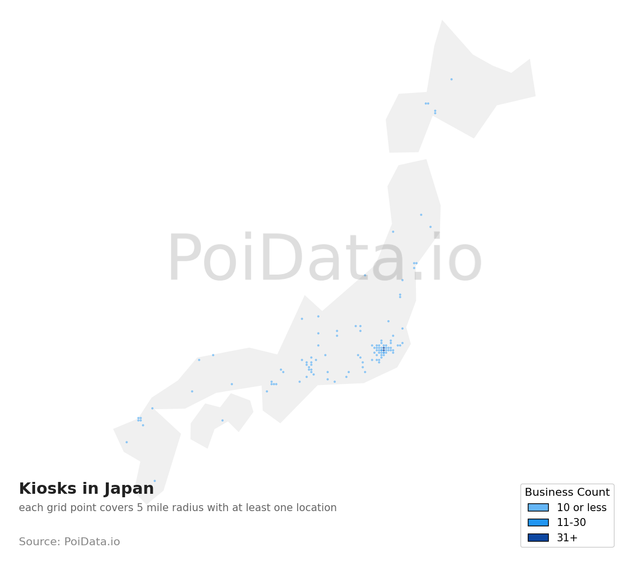 Kiosk density map for Japan