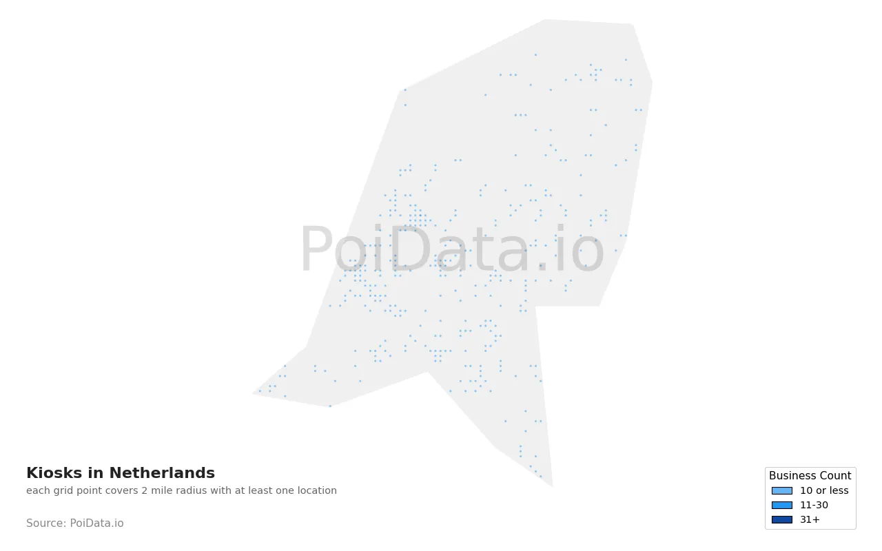 Kiosk density map for Netherlands