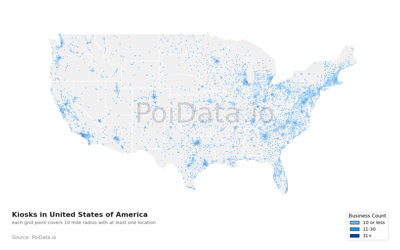 Kiosk density map for Maryland, United States