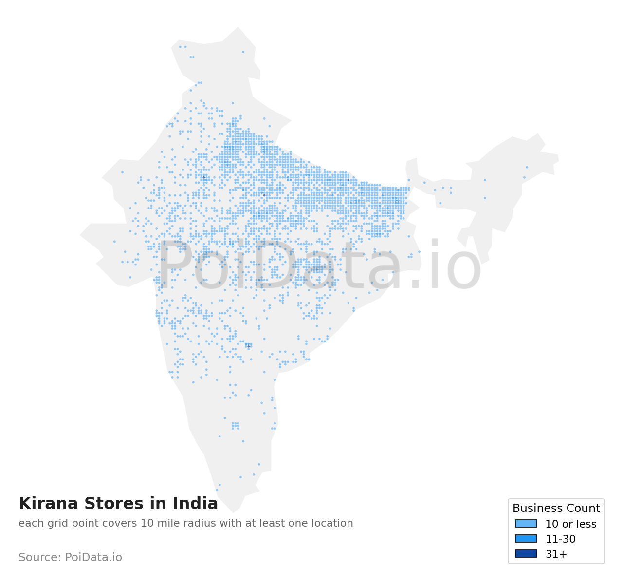 Kirana Store density map for India