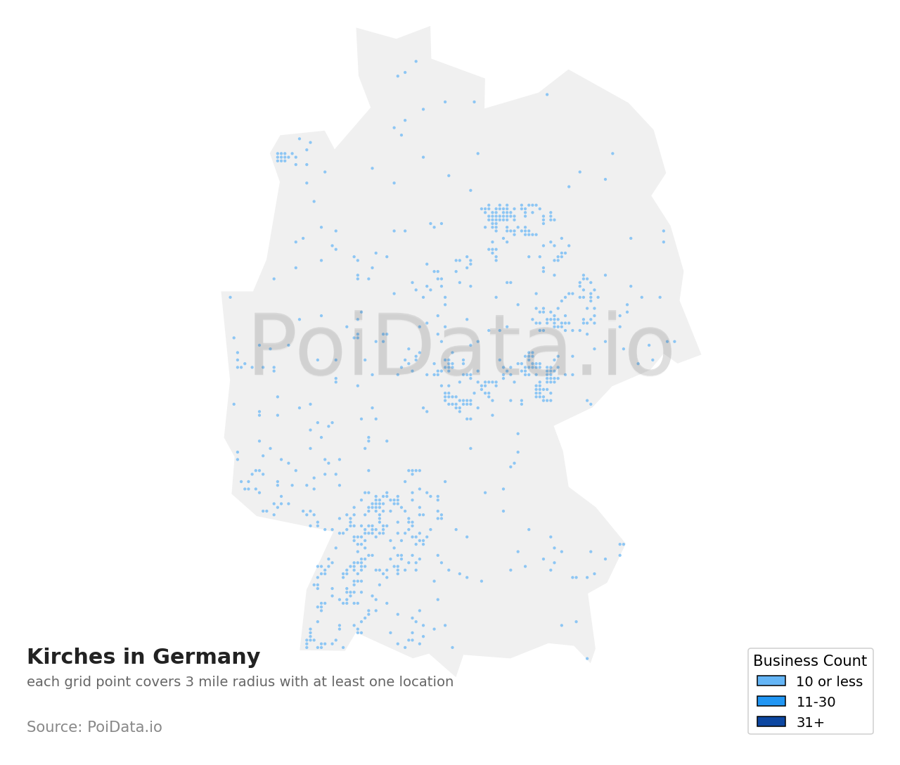 Kirche density map for Germany
