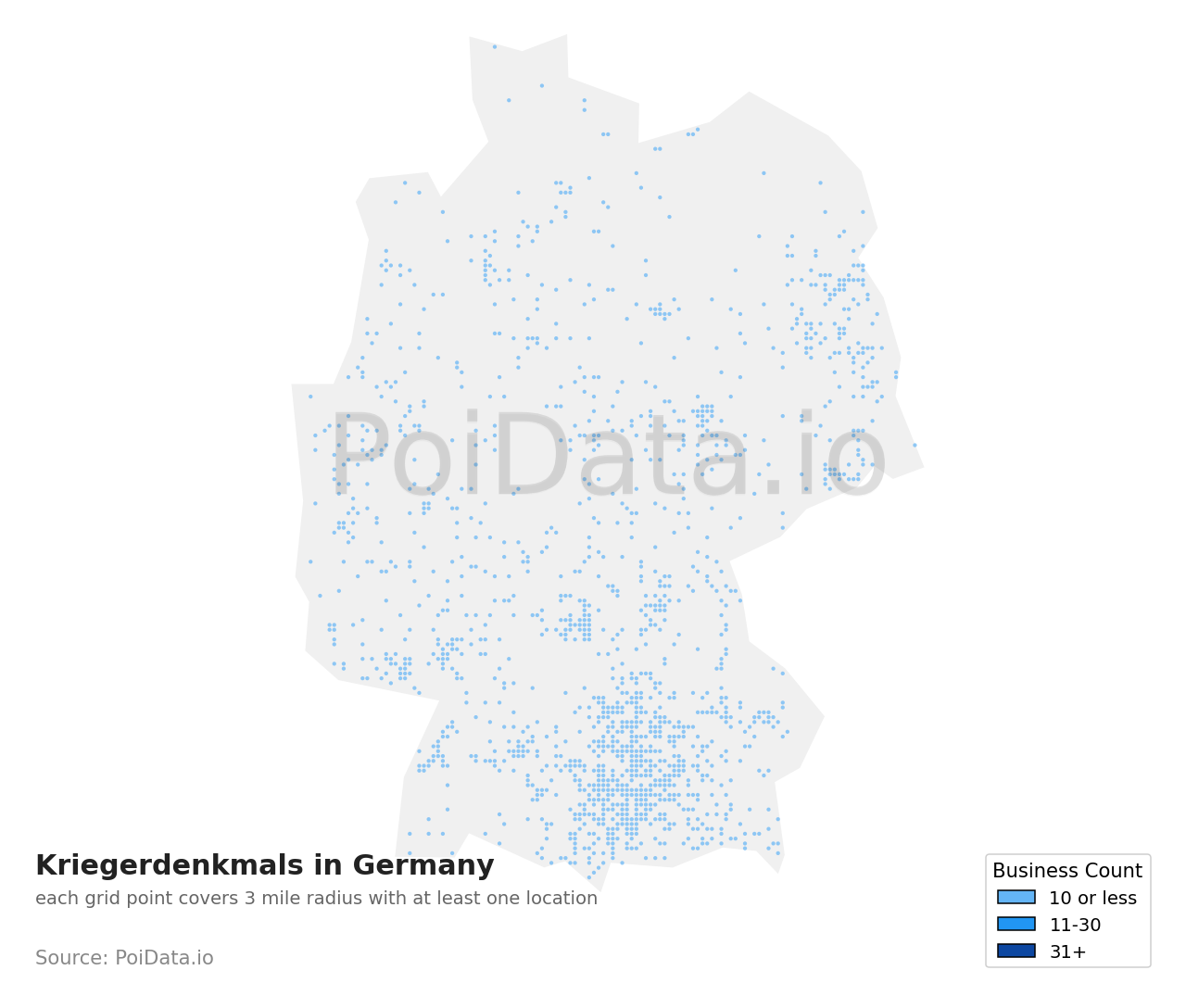 Kriegerdenkmal density map for Germany