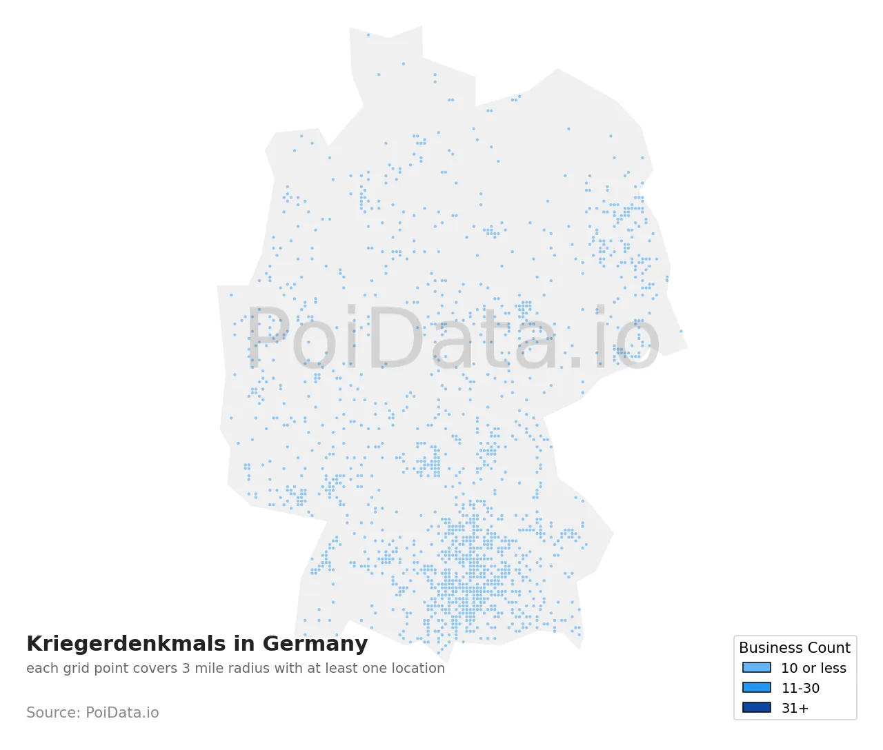 Kriegerdenkmal density map for Germany