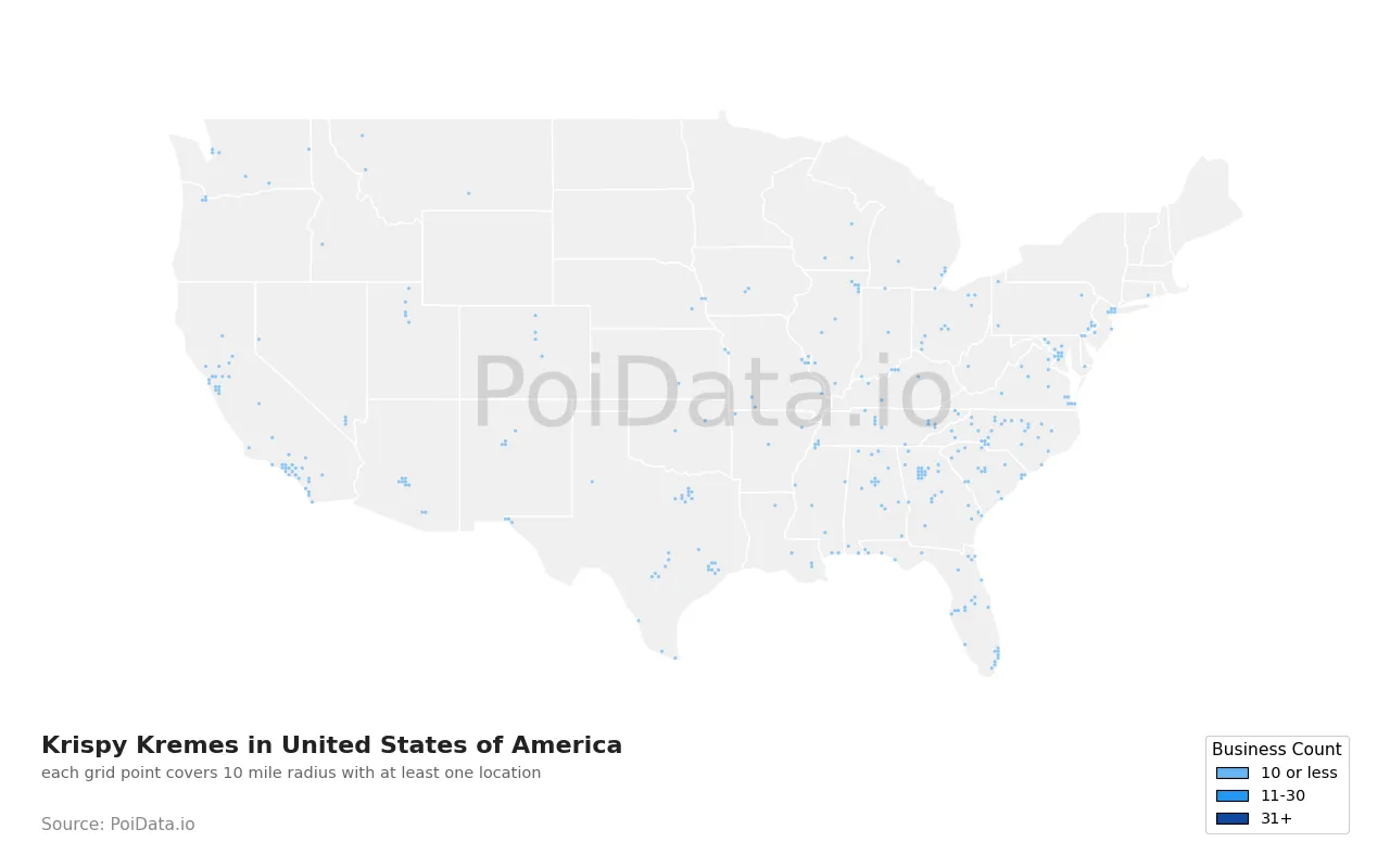 Krispy Kreme density map for United States