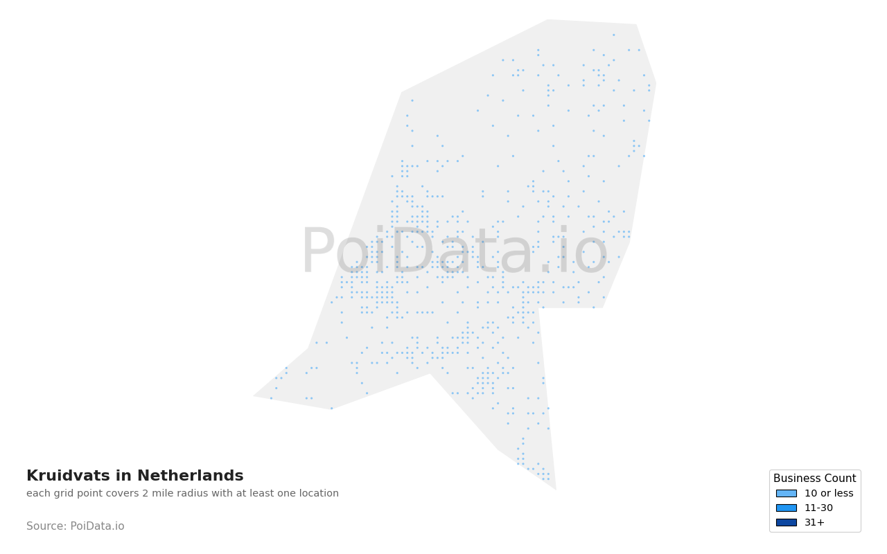 Kruidvat density map for Netherlands