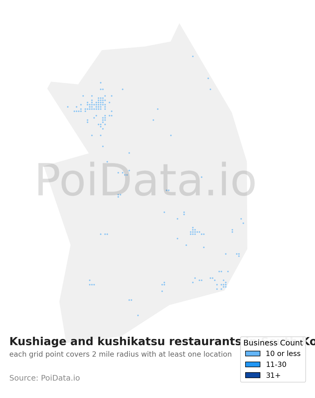 Kushiage and kushikatsu restaurant density map for South Korea