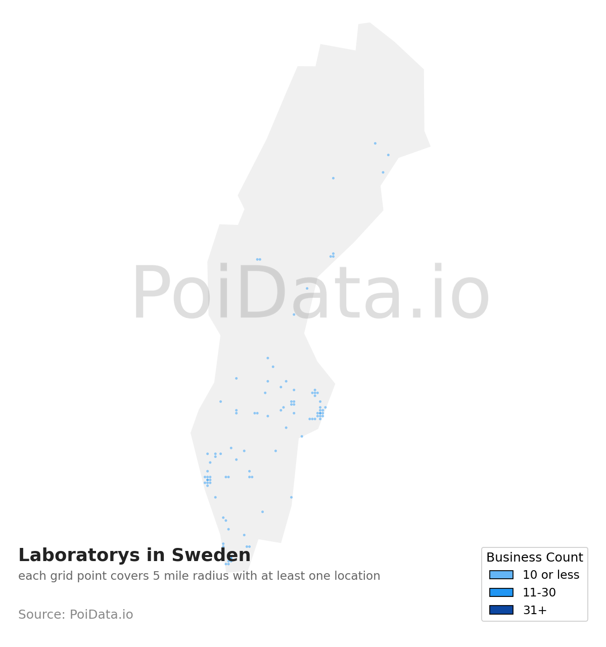 Laboratory density map for Sweden