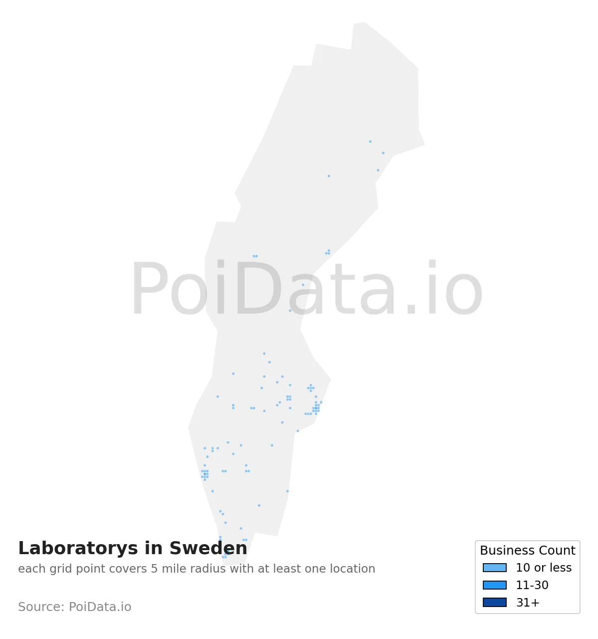 Laboratory density map for Sweden