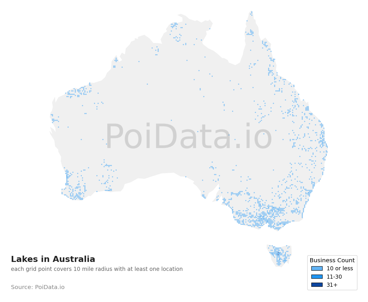 Lake density map for Australia