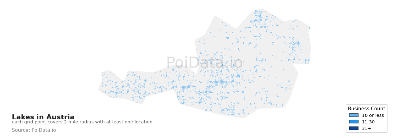 Lake density map for Austria