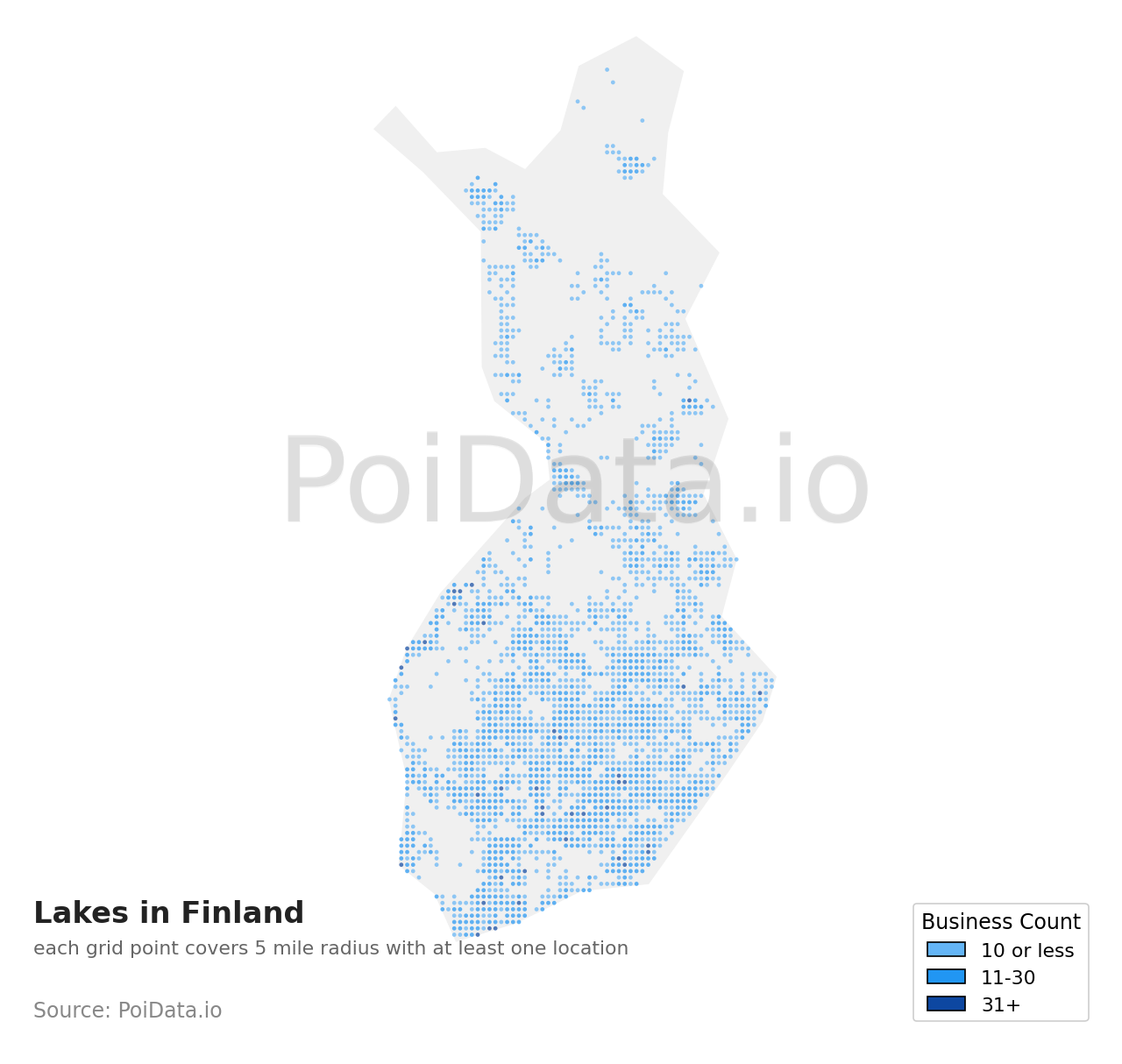 Lake density map for Finland