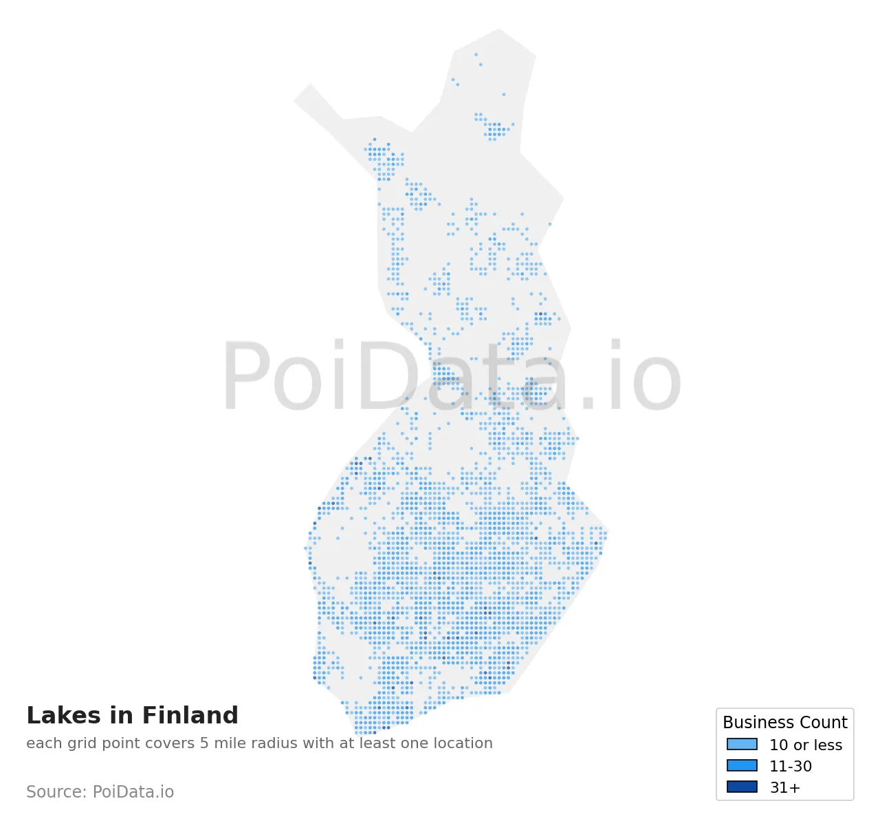 Lake density map for Finland