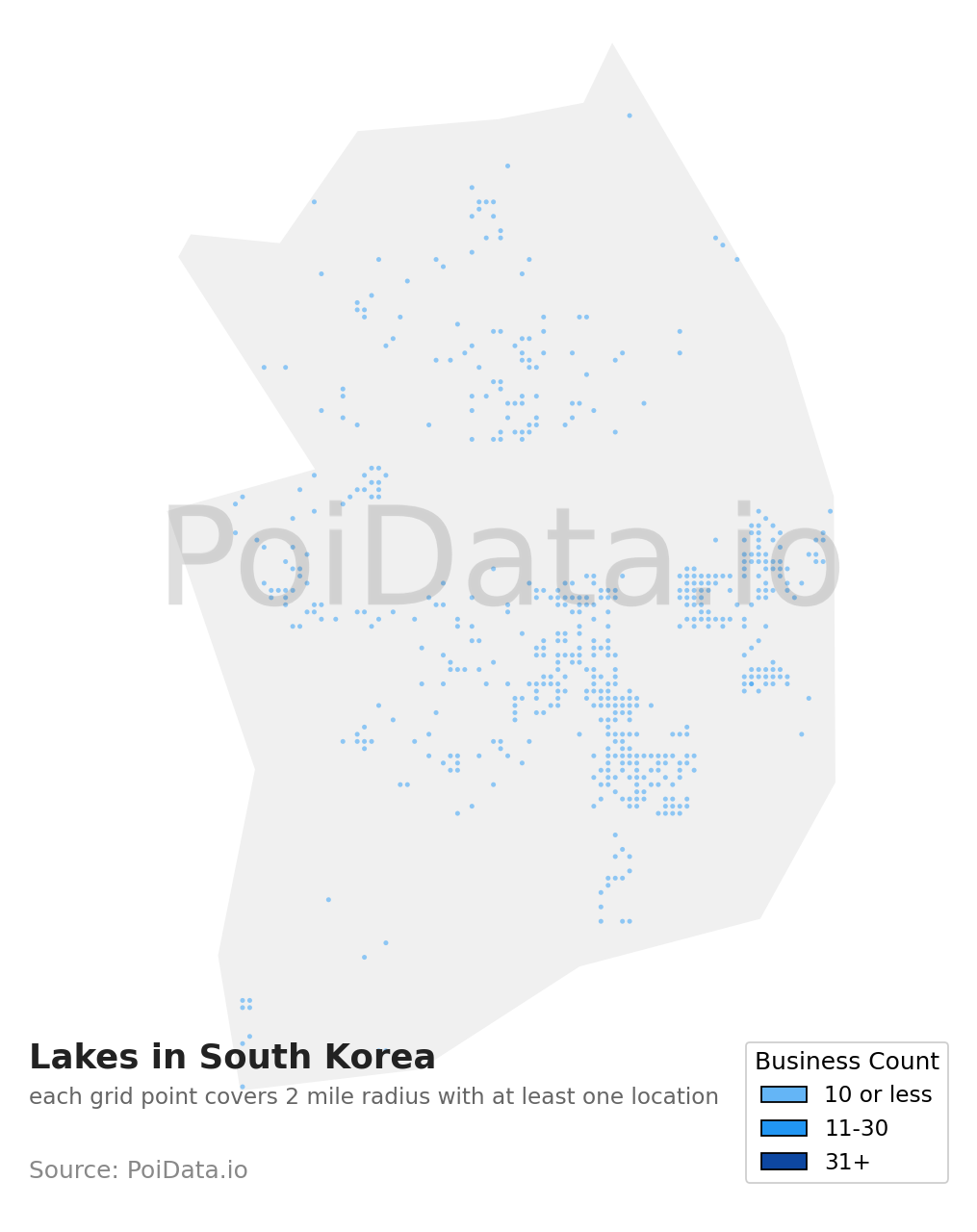 Lake density map for South Korea