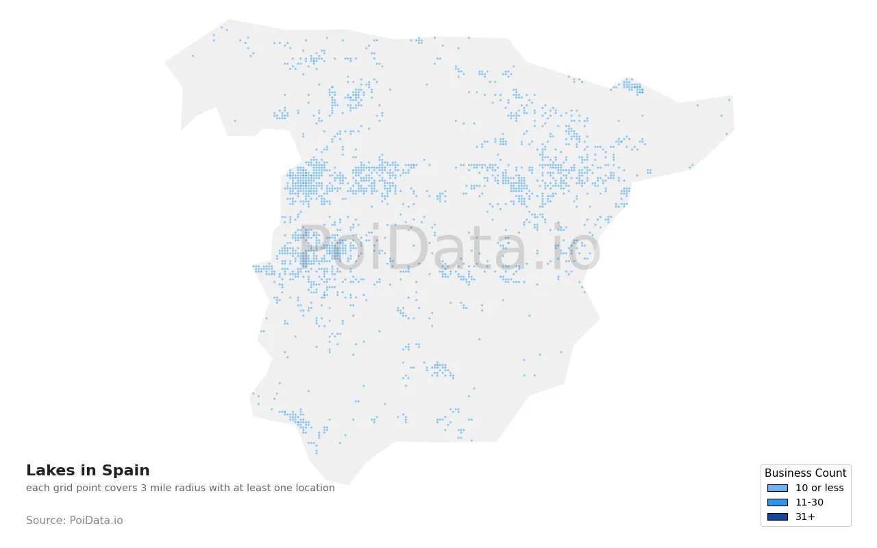 Lake density map for Spain