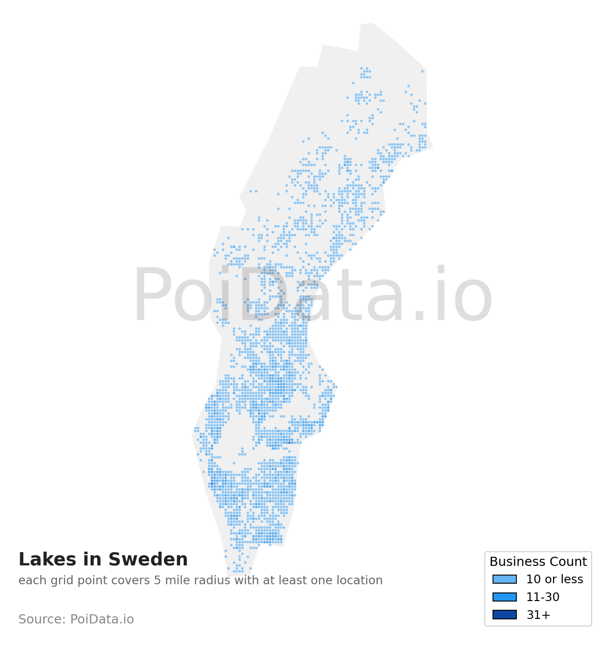 Lake density map for Sweden