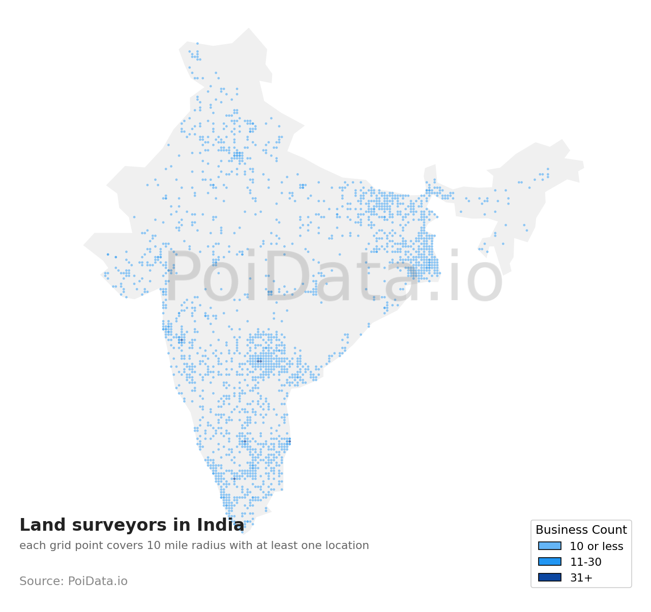 Land surveyor density map for India