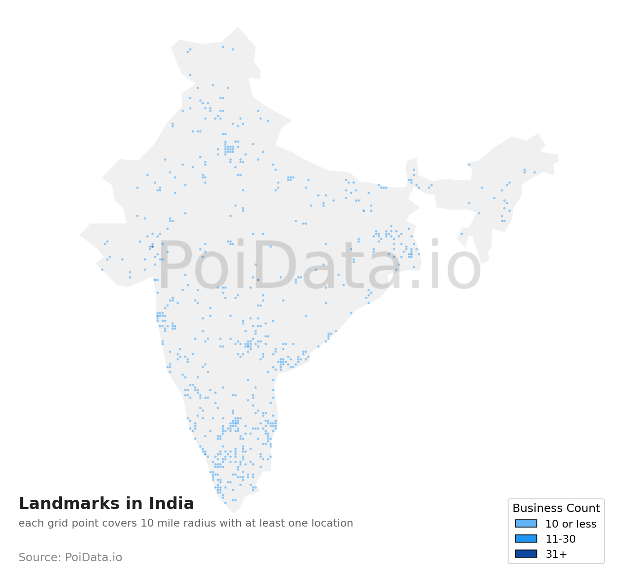 Landmark density map for India