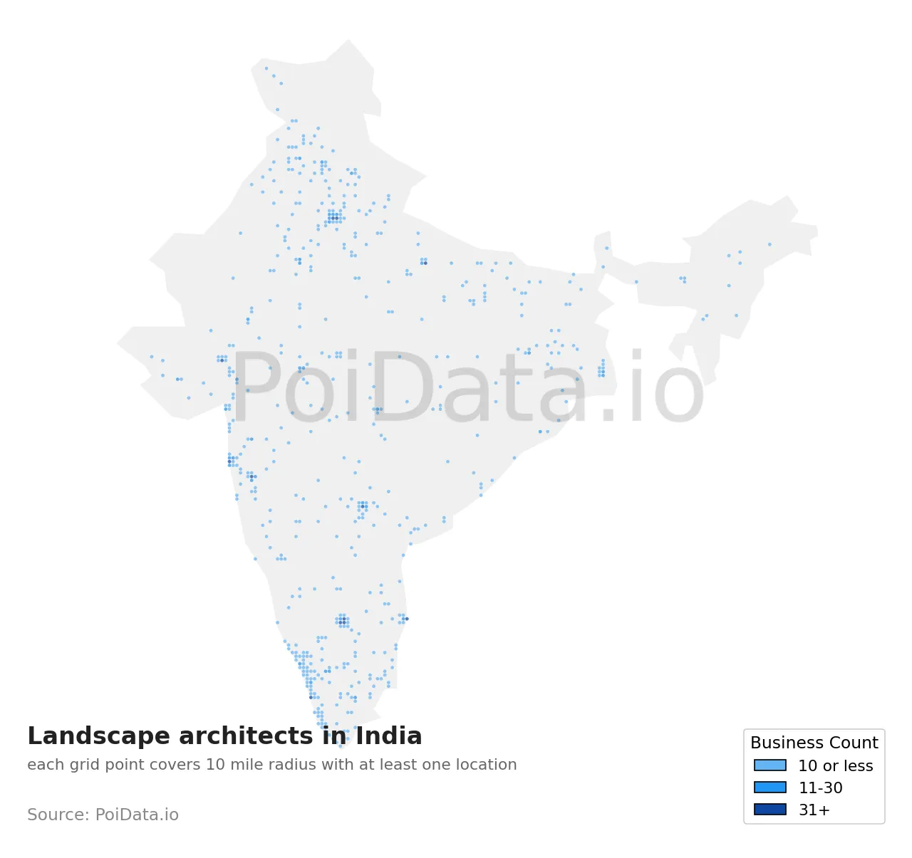 Landscape architect density map for India