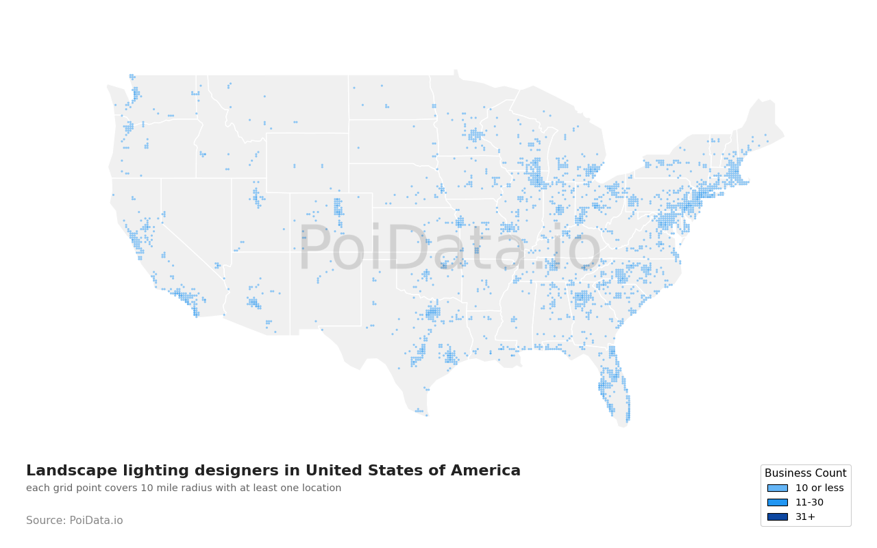 Landscape lighting designer density map for New Jersey, United States