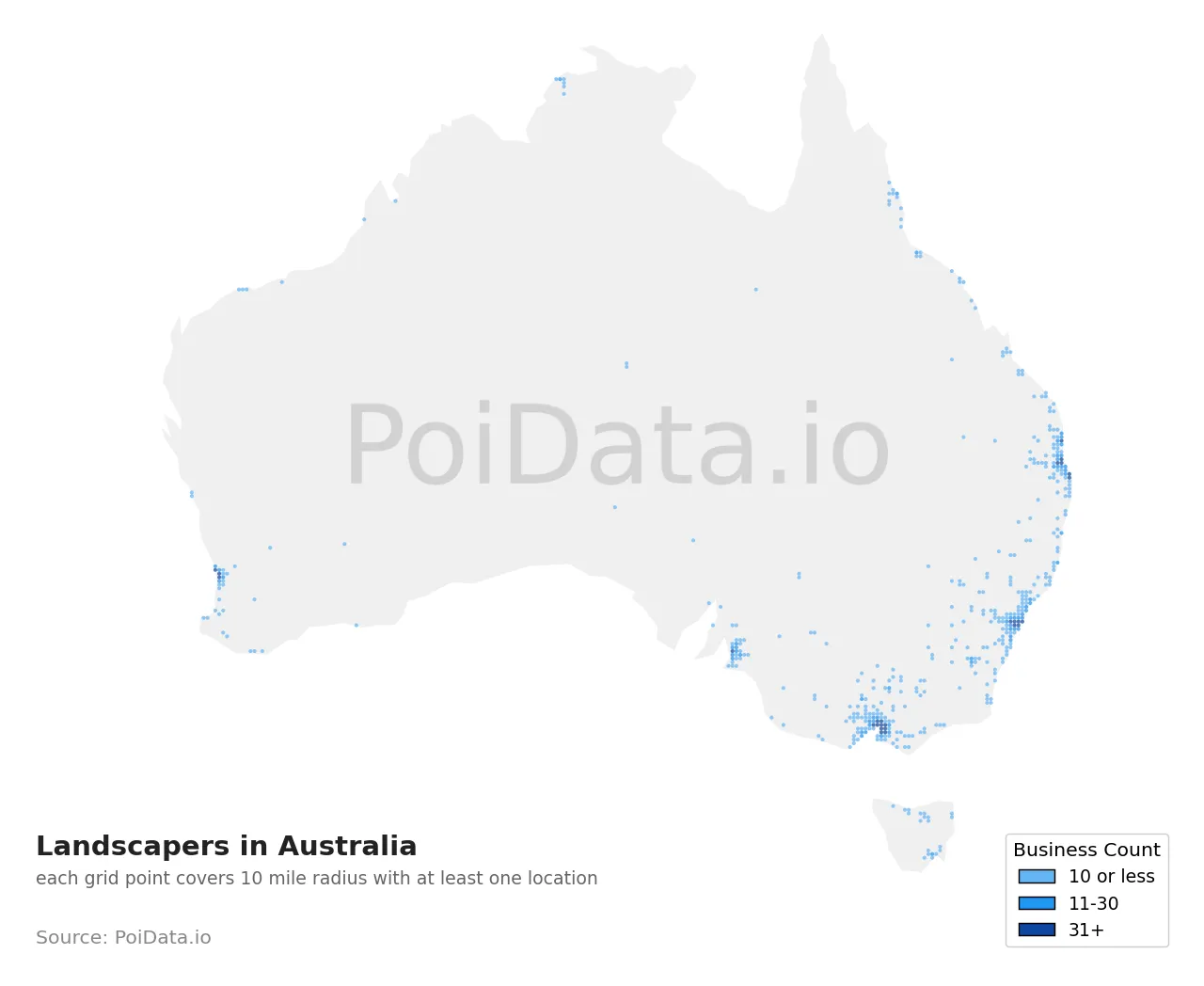 Landscaper density map for Australia