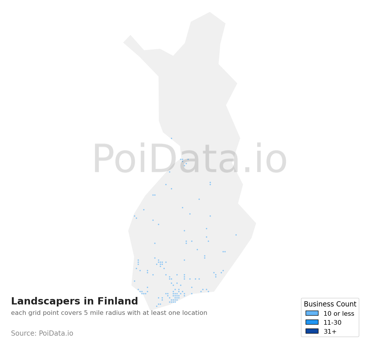 Landscaper density map for Finland