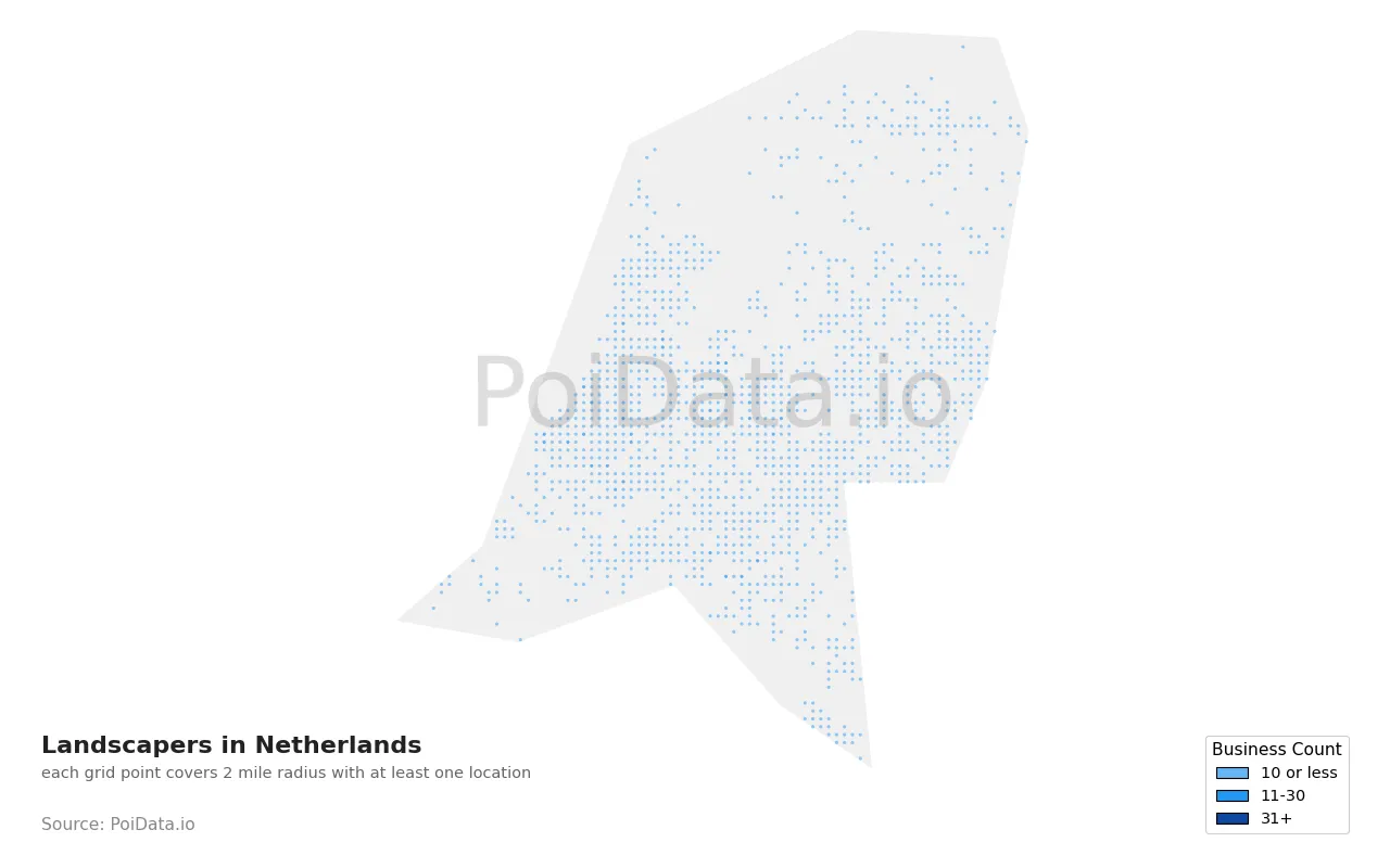Landscaper density map for Netherlands