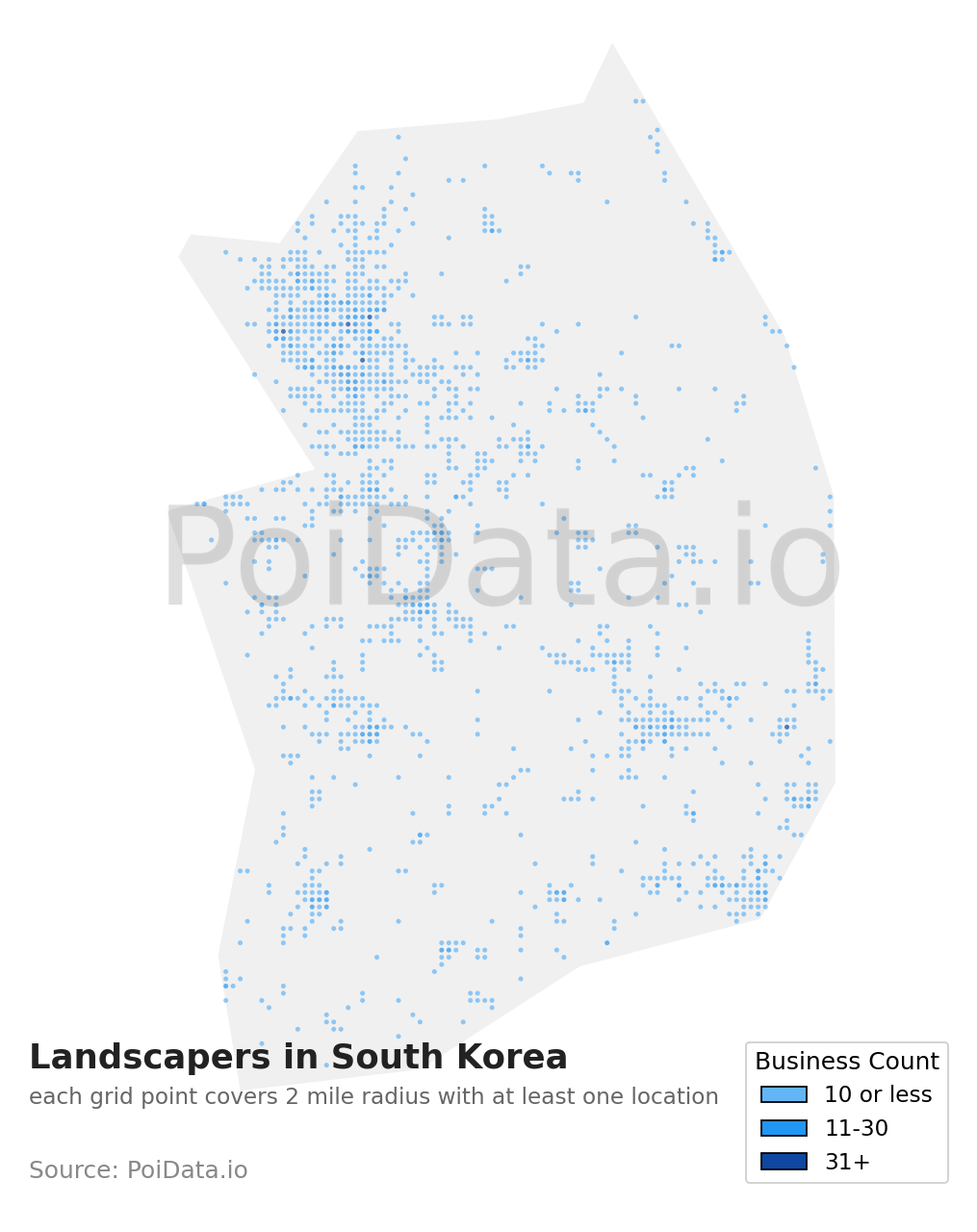 Landscaper density map for South Korea