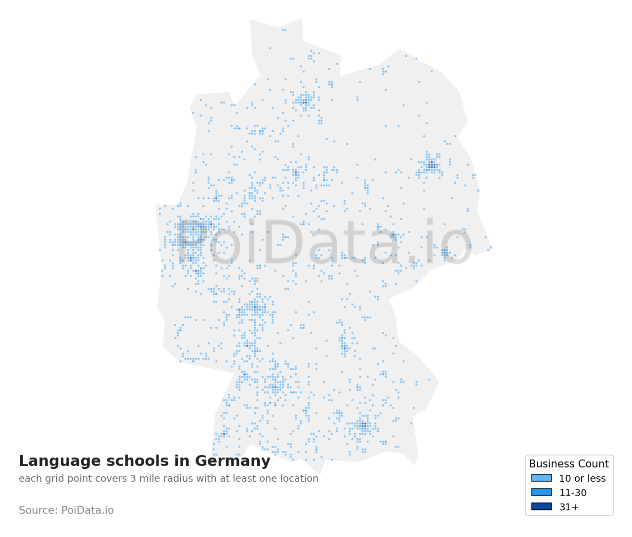 Language school density map for Germany