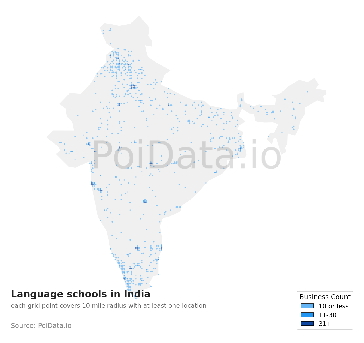 Language school density map for India