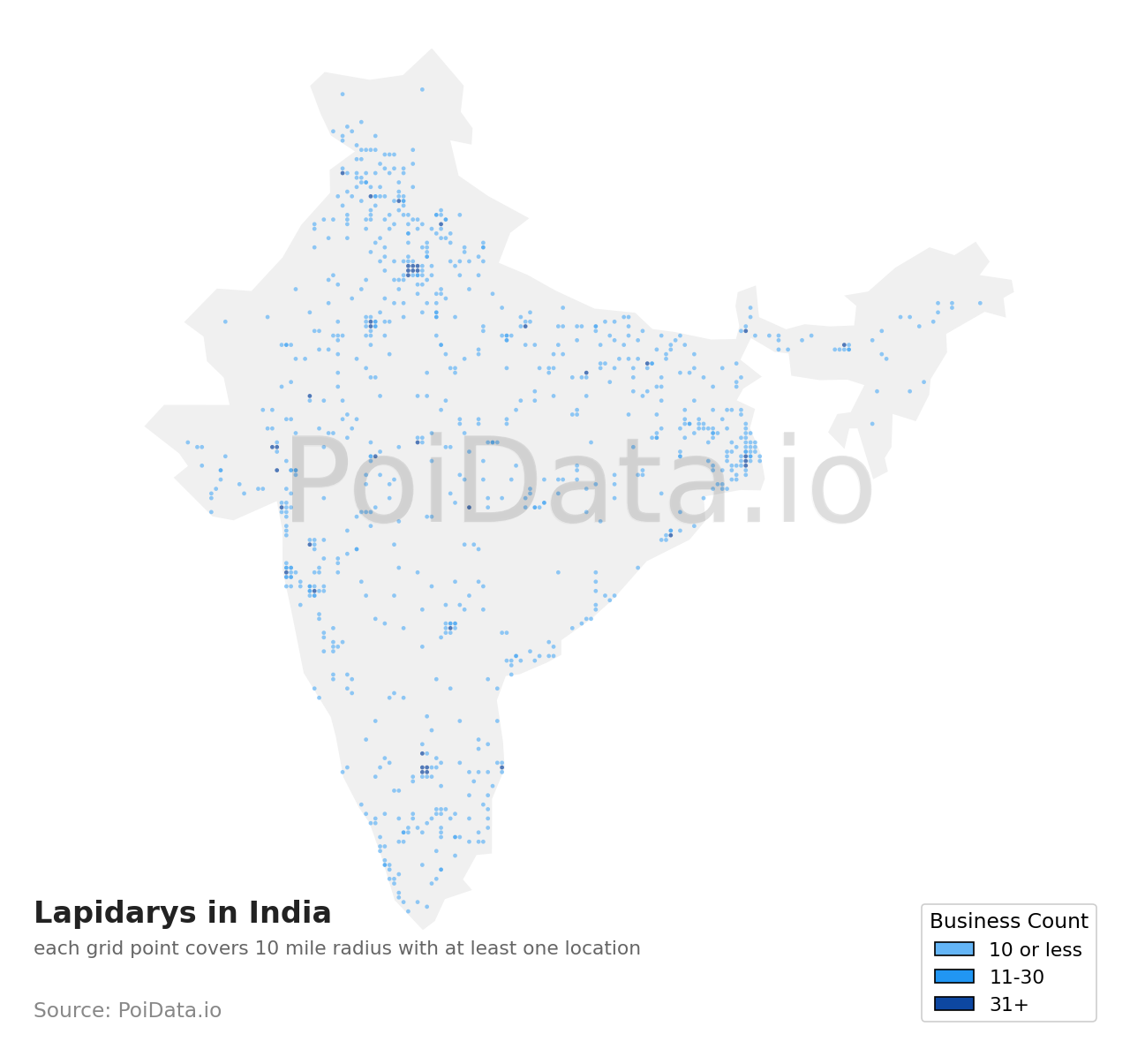 Lapidary density map for India