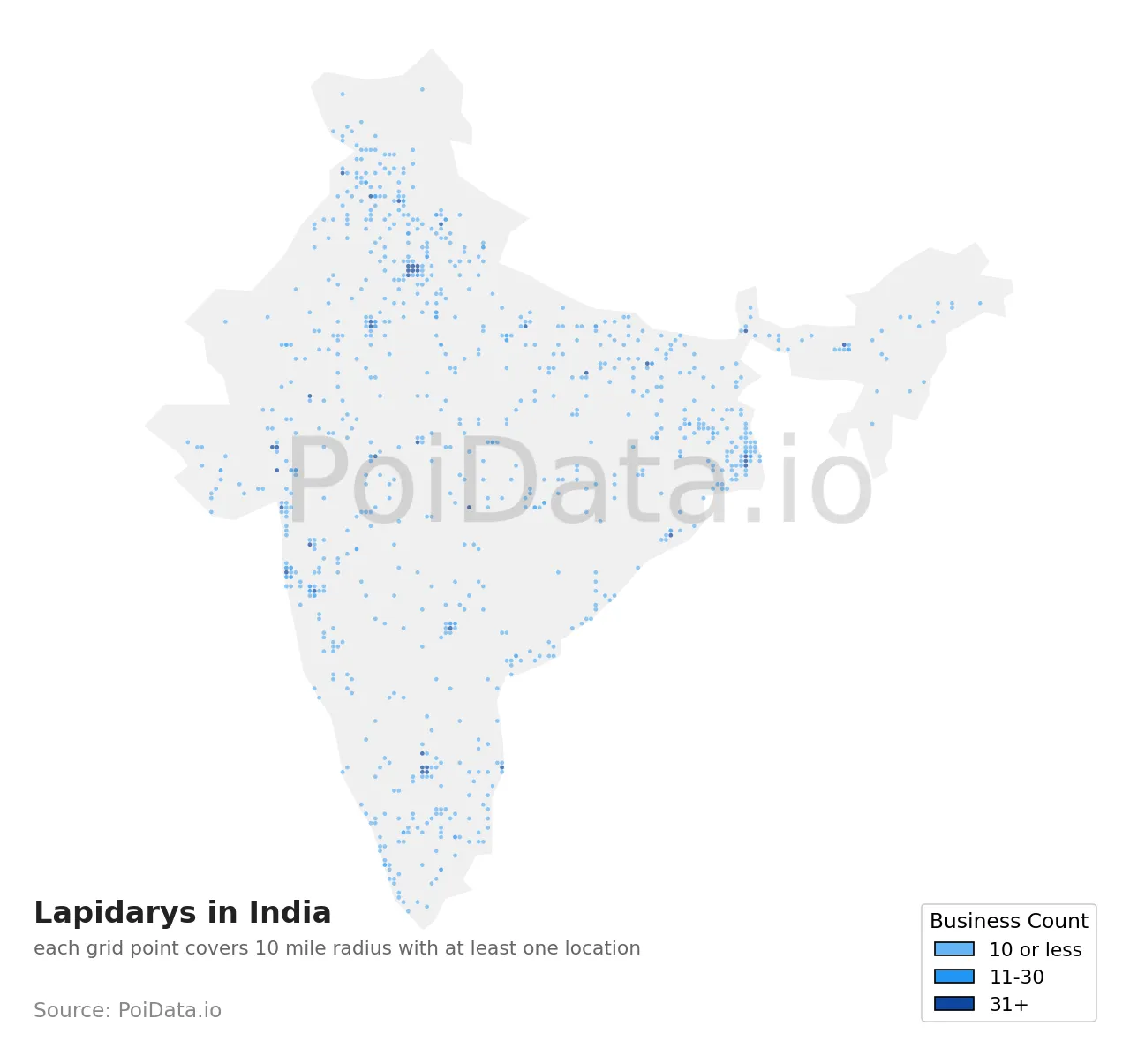 Lapidary density map for India