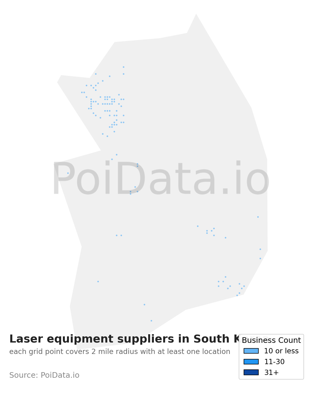 Laser equipment supplier density map for South Korea