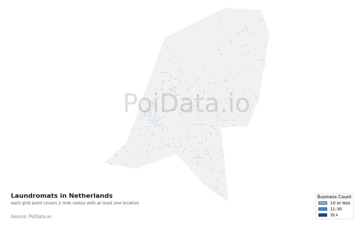 Laundromat density map for Netherlands