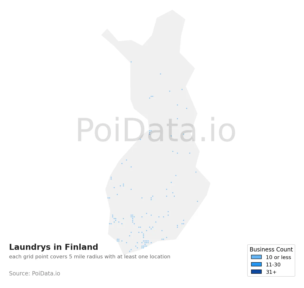 Laundry density map for Finland