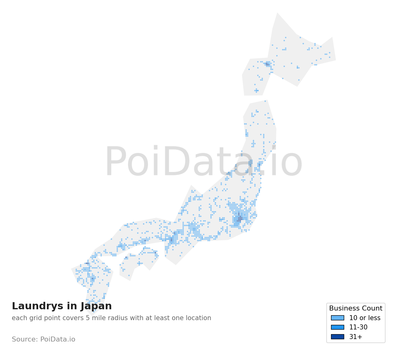 Laundry density map for Japan